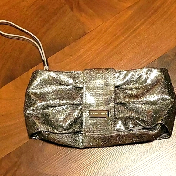 Victoria's Secret Silver Glitter Wristlet Make Up Bag good condition - Picture 1 of 8
